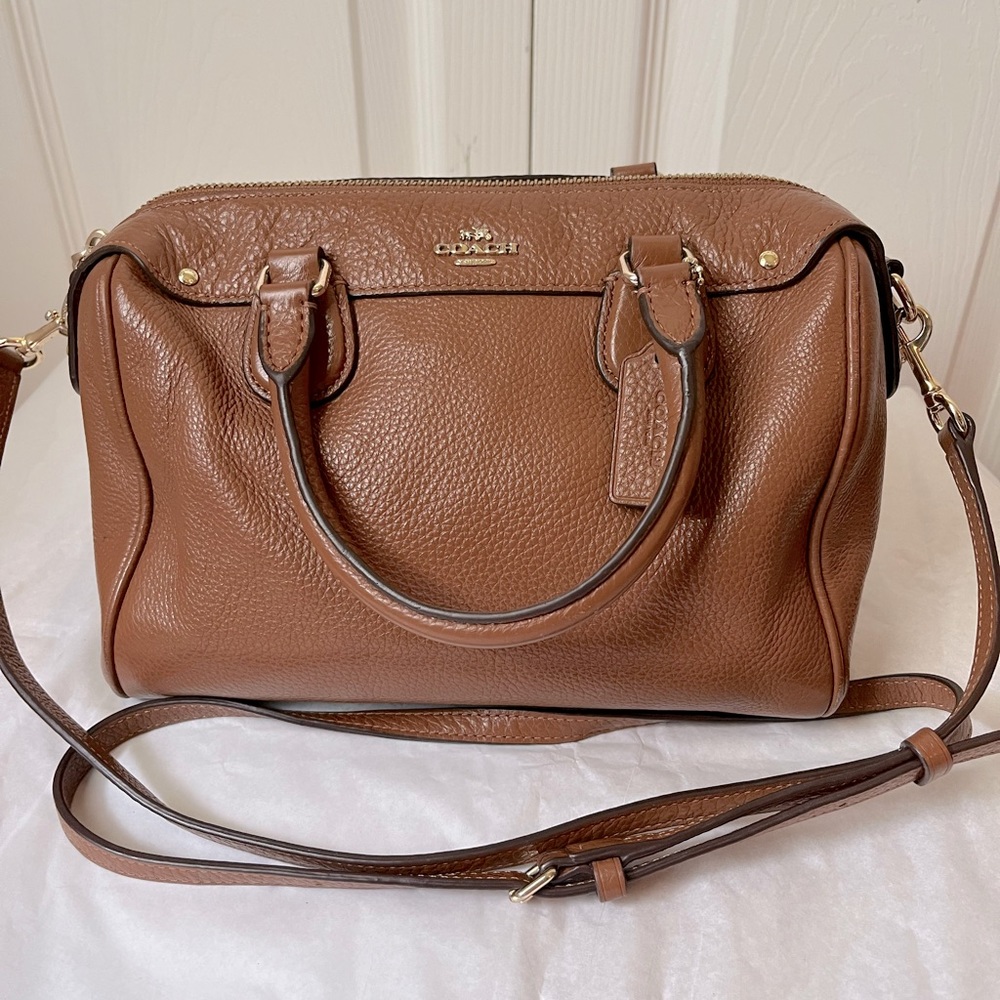 EUC Coach Mini Satchel- Cross Body- Tan Pebble Leather